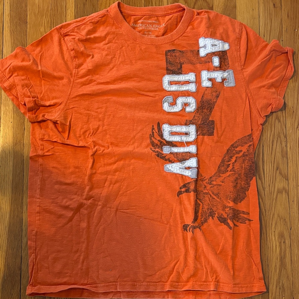 American Eagle Outfitters Vibrant Orange Graphic Tee